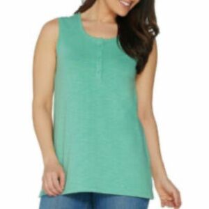 Duluth Green Sleeveless Henley Tank Top 100% Cotton Button Outdoor Casual Sz XL